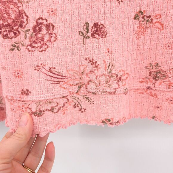 Free People NWT We the Free Clover Printed Thermal Tee Size M pink floral - Picture 5 of 10